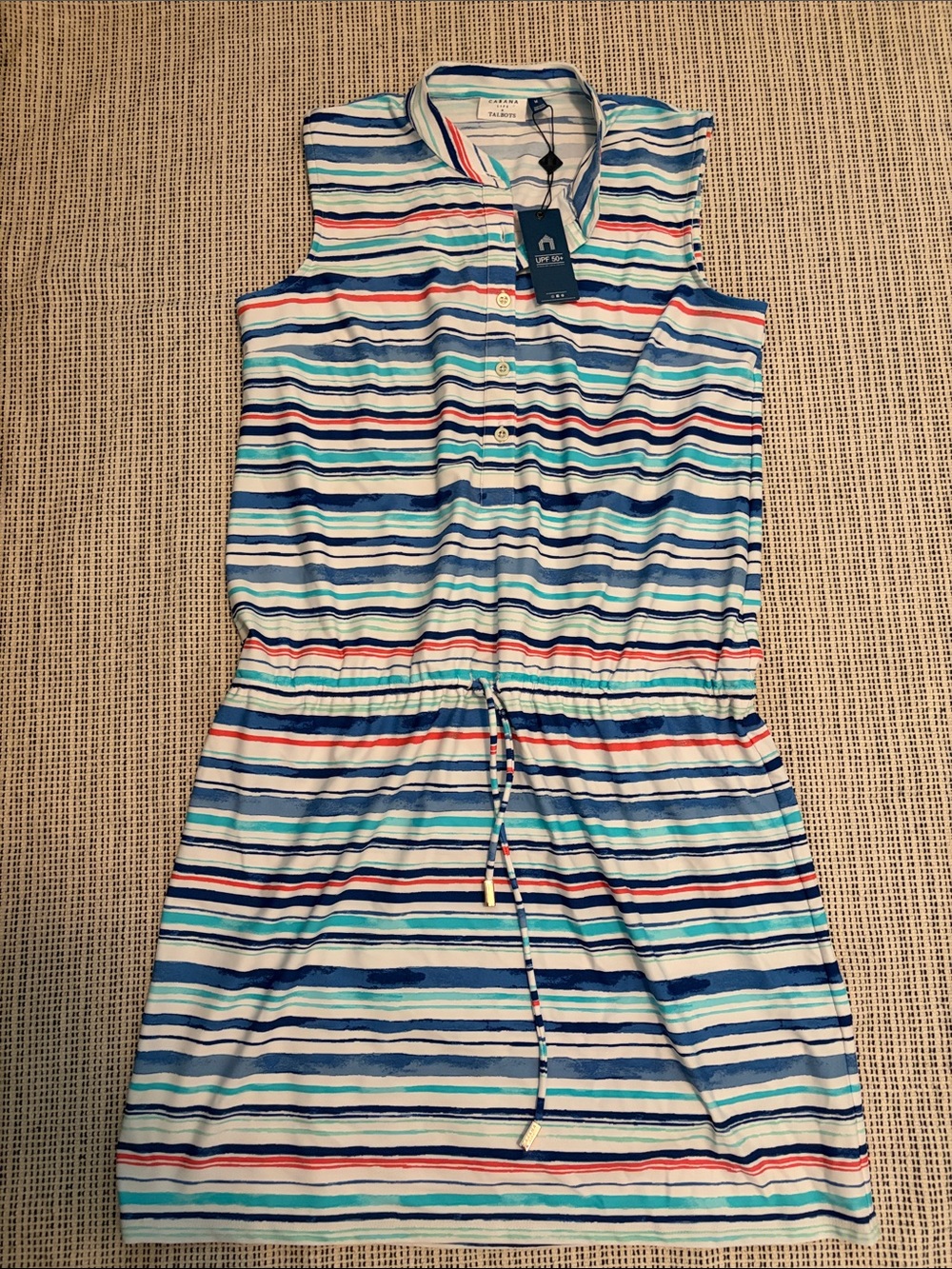 Cabana Life X Talbots Striped Sleeveless  Dress in Blue, White, Red